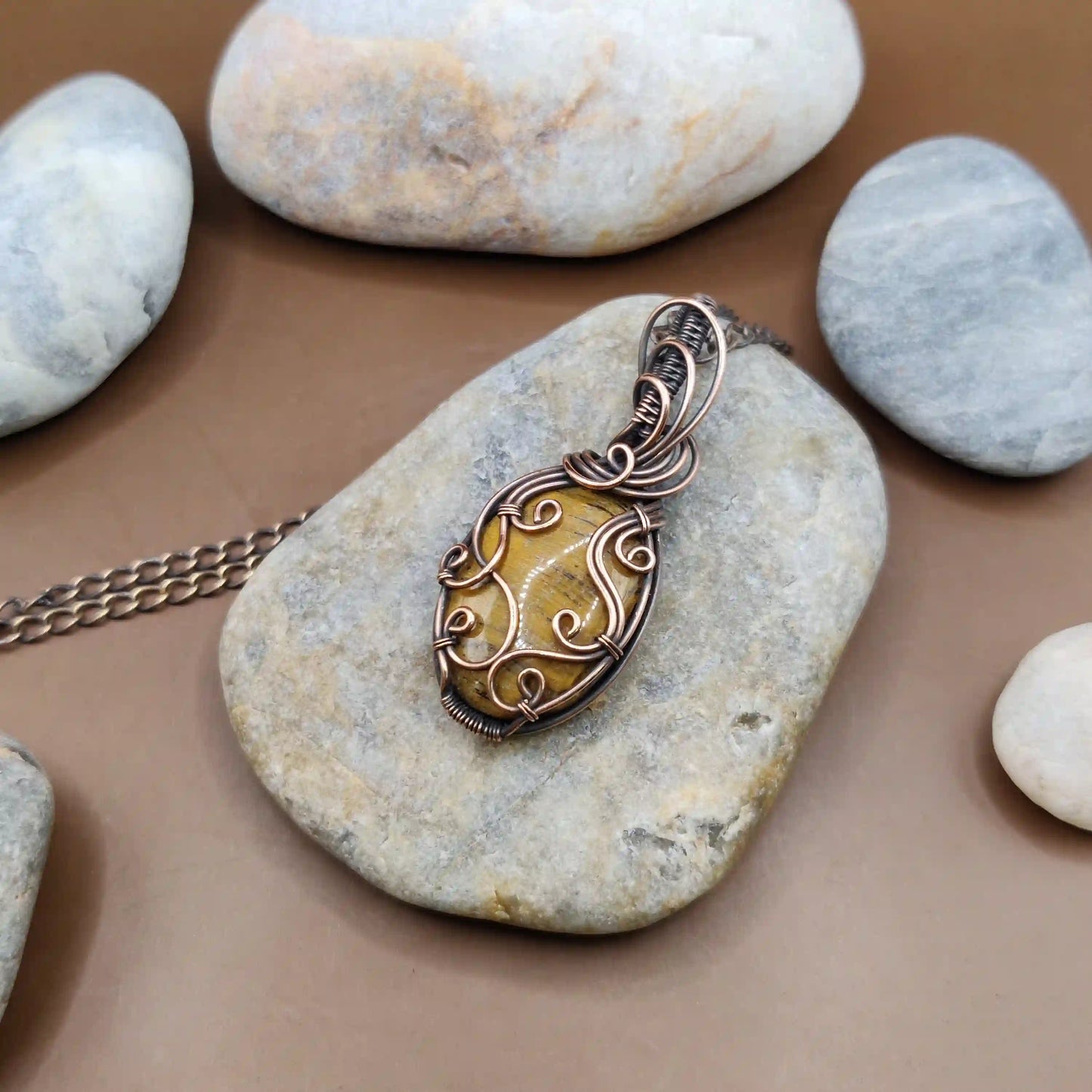 Palash - Tiger's Eye Necklace 005 SA1 By Sanguine Aura Handcrafted Jewellery