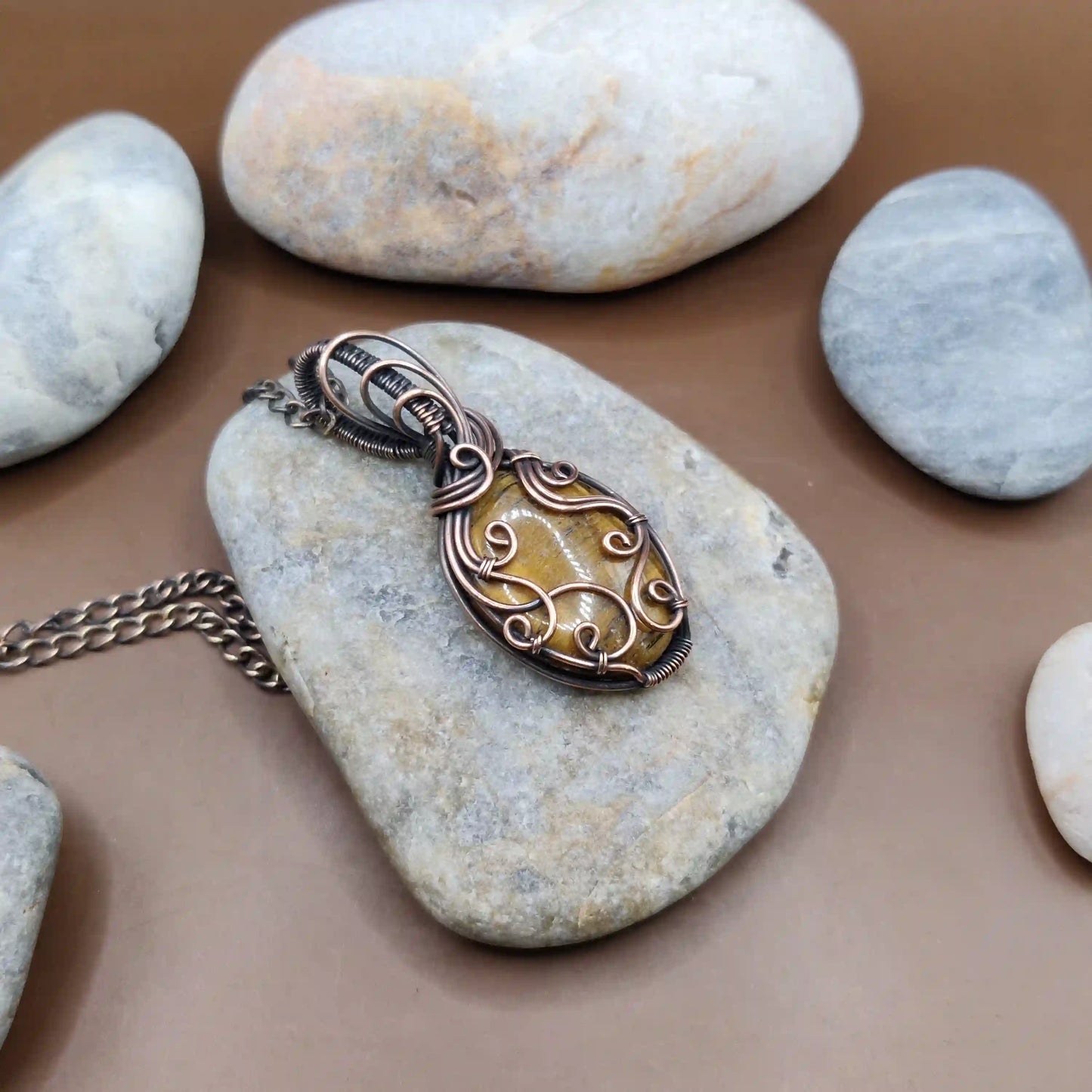 Palash - Tiger's Eye Necklace 005 SA2 By Sanguine Aura Handcrafted Jewellery