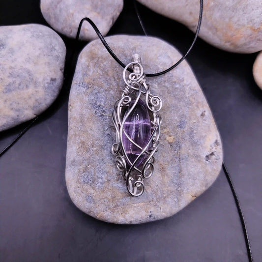 Paloma - Brazilian Amethyst Necklace  By Sanguine Aura Handcrafted Jewellery. Healing Benefits Of Brazilian Amethyst - Promotes peace, eases stress, improves sleep.