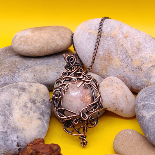 Paloma - Indian Sunstone Necklace By Sanguine Aura Handcrafted Jewellery. Healing Benefits Of Indian Sunstone -  Optimism, confidence, joy.