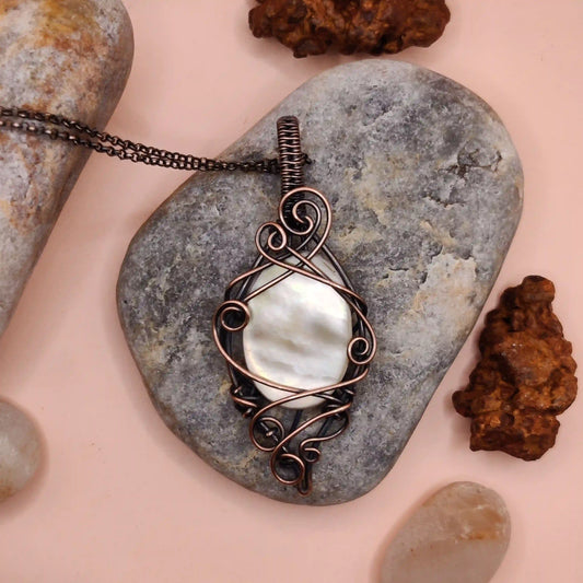 Paloma - Mother of Pearl Necklace 001 SA2 By Sanguine Aura Handcrafted Jewellery