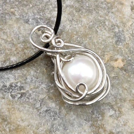 Poorva real pearl 925 silver pendant with cultured pearl handmade in India 