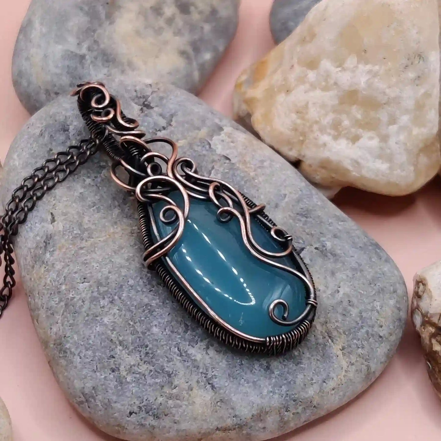 Prisha - Blue Chalcedony Necklace SA2 By Sanguine Aura Handcrafted Jewellery