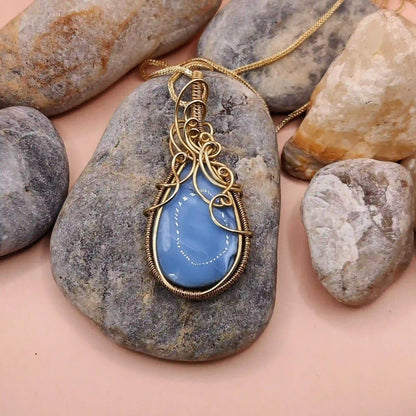 Prisha -  Blue Opal Necklace - 004 SA1 By Sanguine Aura Handcrafted Jewellery