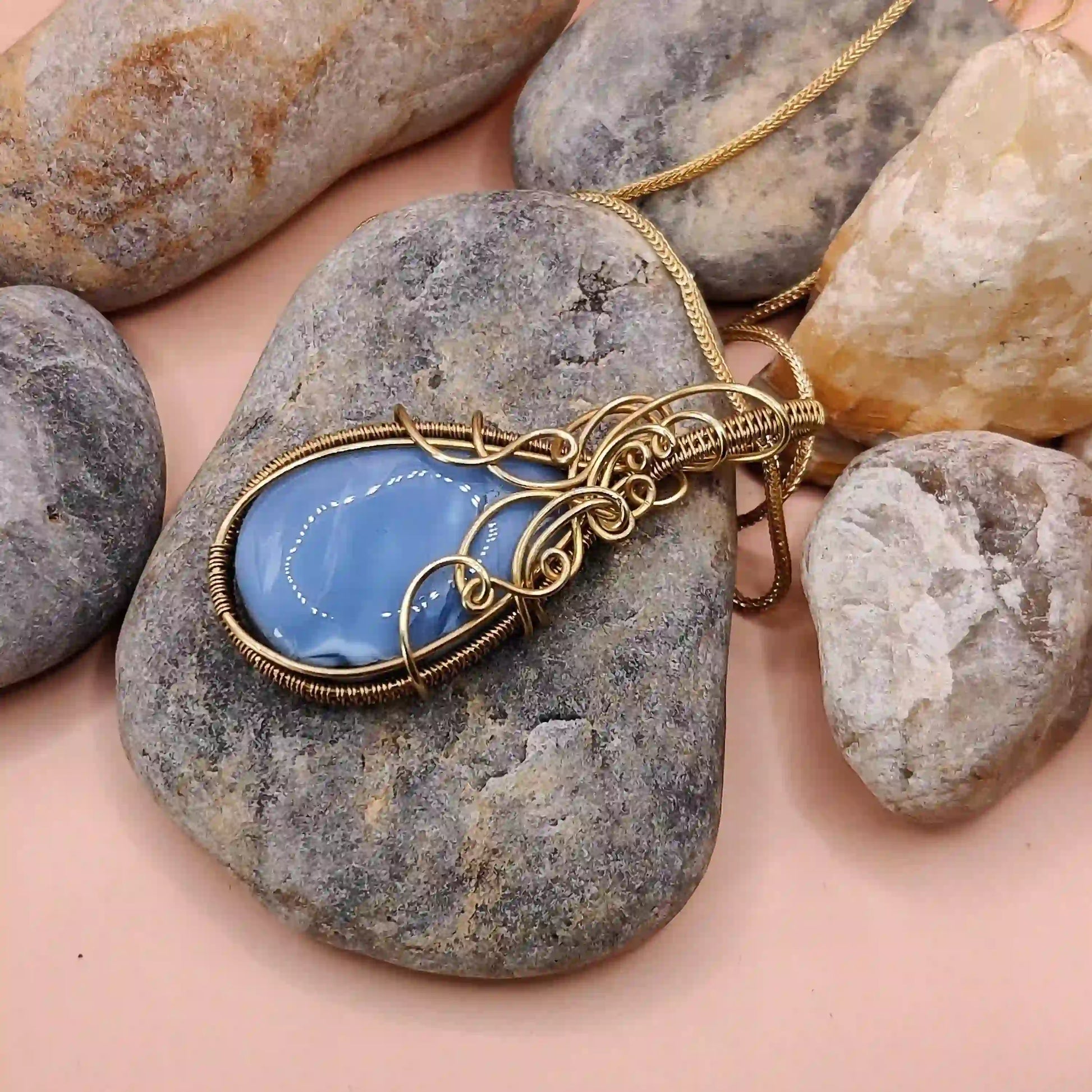 Prisha -  Blue Opal Necklace - 004 SA2 By Sanguine Aura Handcrafted Jewellery