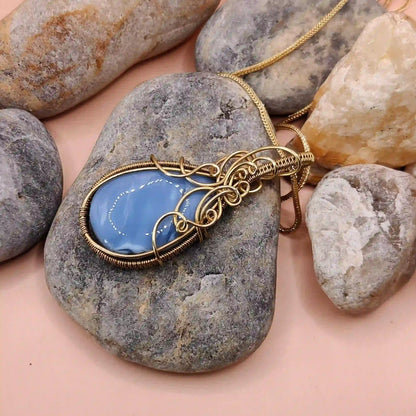Prisha -  Blue Opal Necklace - 004 SA2 By Sanguine Aura Handcrafted Jewellery