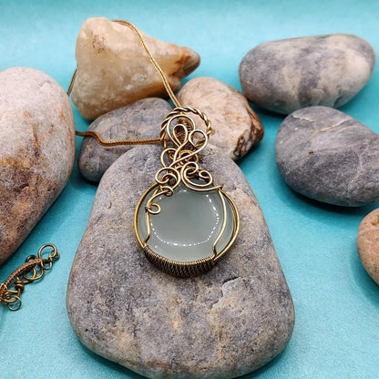 Prisha -  Chalcedony Necklace By Sanguine Aura Handcrafted Jewellery. Healing Benefits Of Chalcedony - Balances emotions, aids communication, eases negativity.