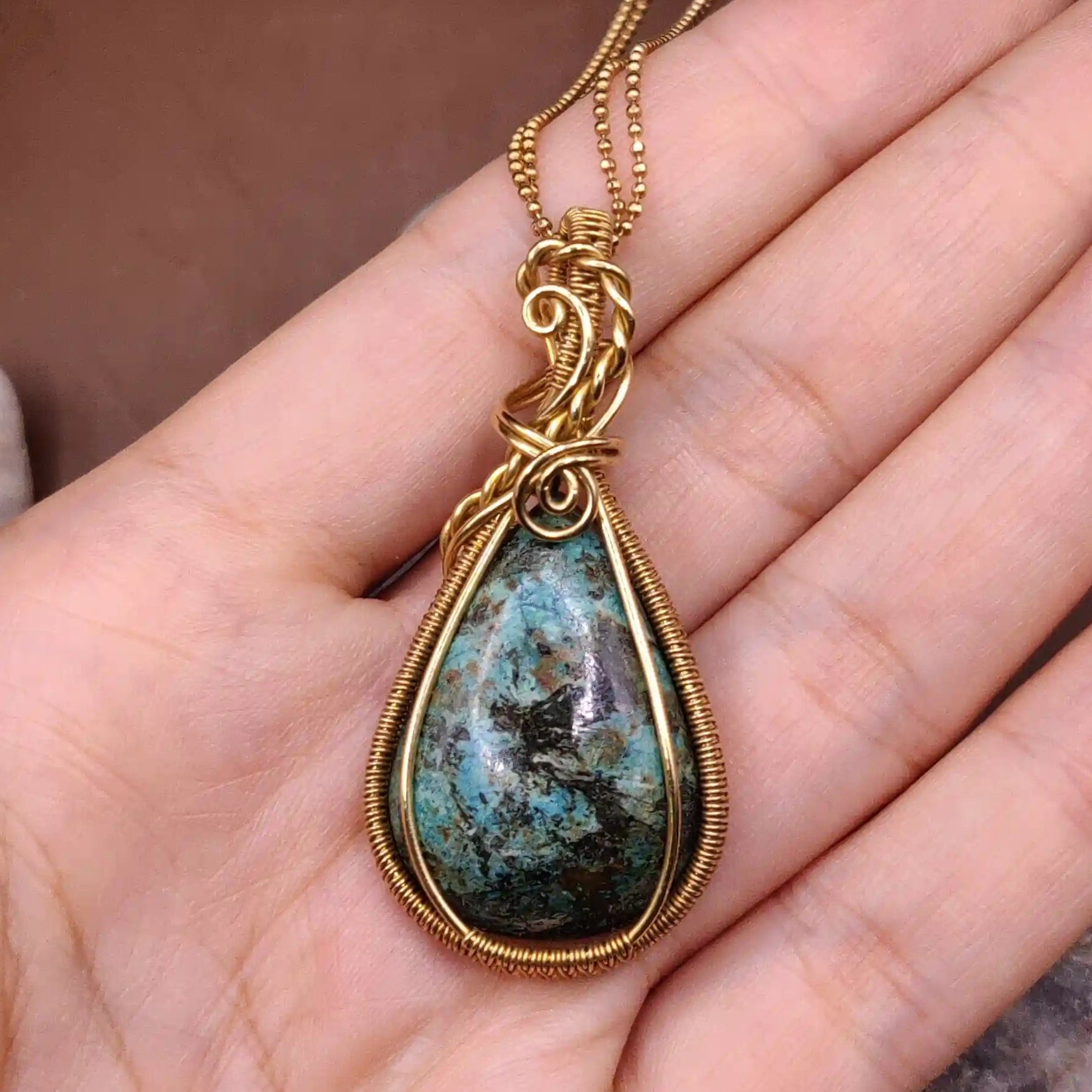 Prisha - Tibetan Turquoise  brass Necklace 001 made by sanguine aura handcrafted jewellery, India 