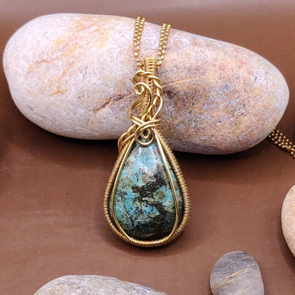Prisha - Tibetan Turquoise  brass pendant made by sanguine aura handcrafted jewellery, Bharat