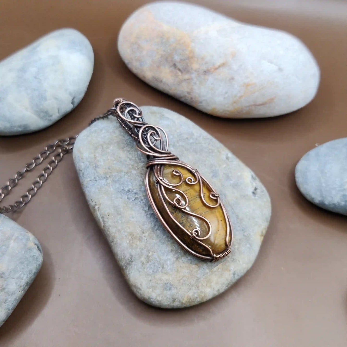 Prisha - Tiger's Eye Necklace 001 SA1 By Sanguine Aura Handcrafted Jewellery