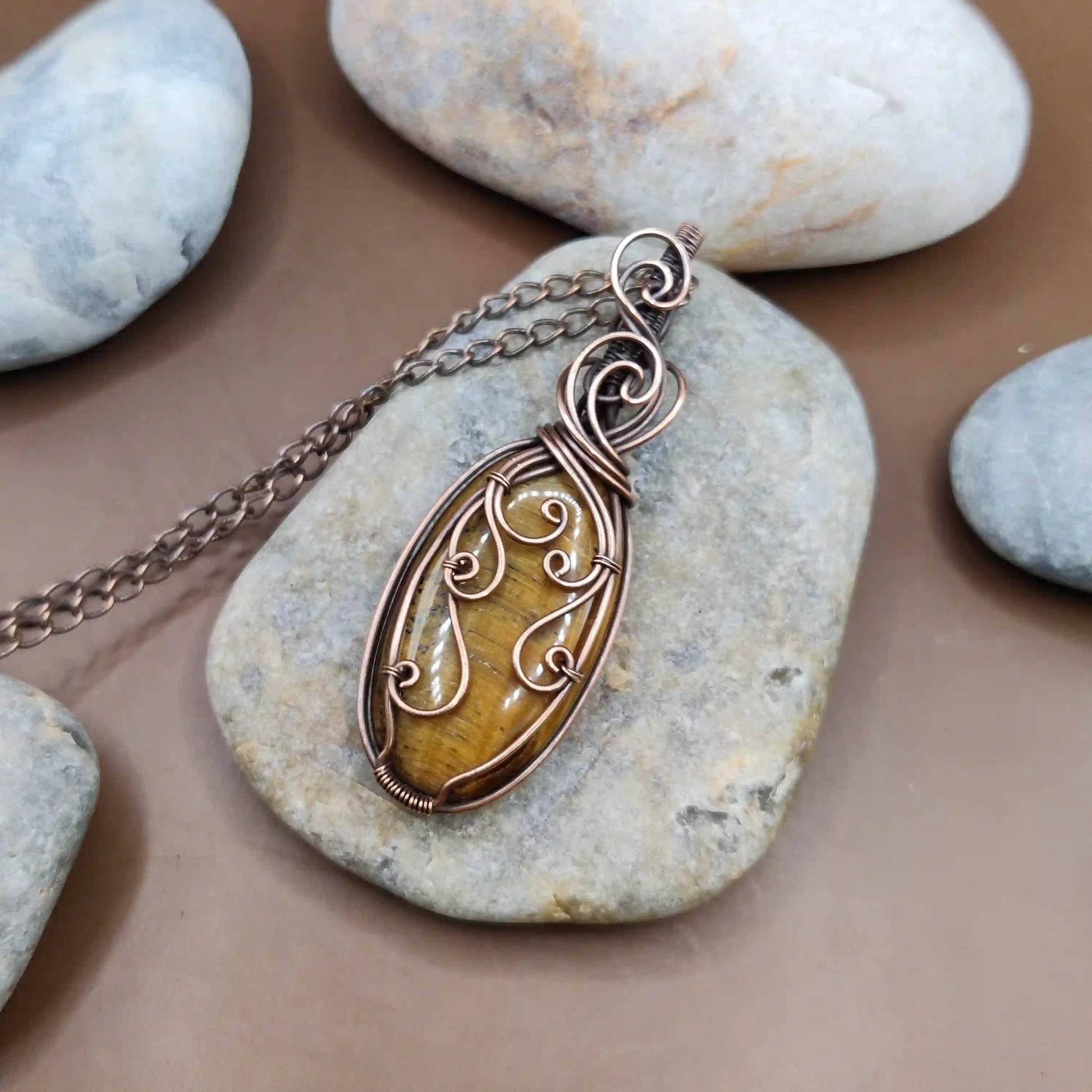 Prisha - Tiger's Eye Necklace 001 SA2 By Sanguine Aura Handcrafted Jewellery