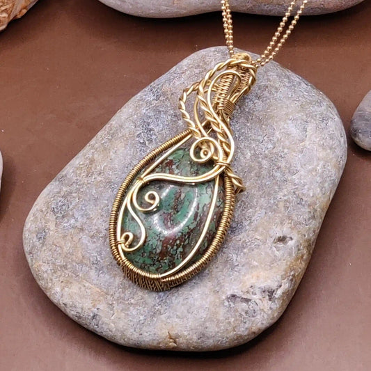 Prisha 002 tibetan turquoise brass pendant  made by sanguine aura handcrafted jewellery