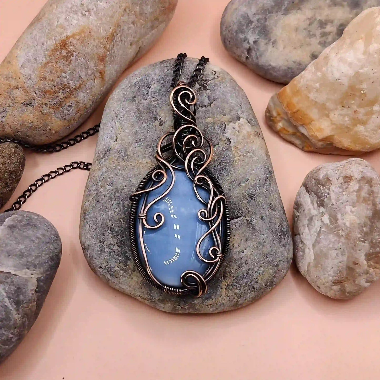 Prisha Blue Opal Necklace 009 SA3 By Sanguine Aura Handcrafted Jewellery