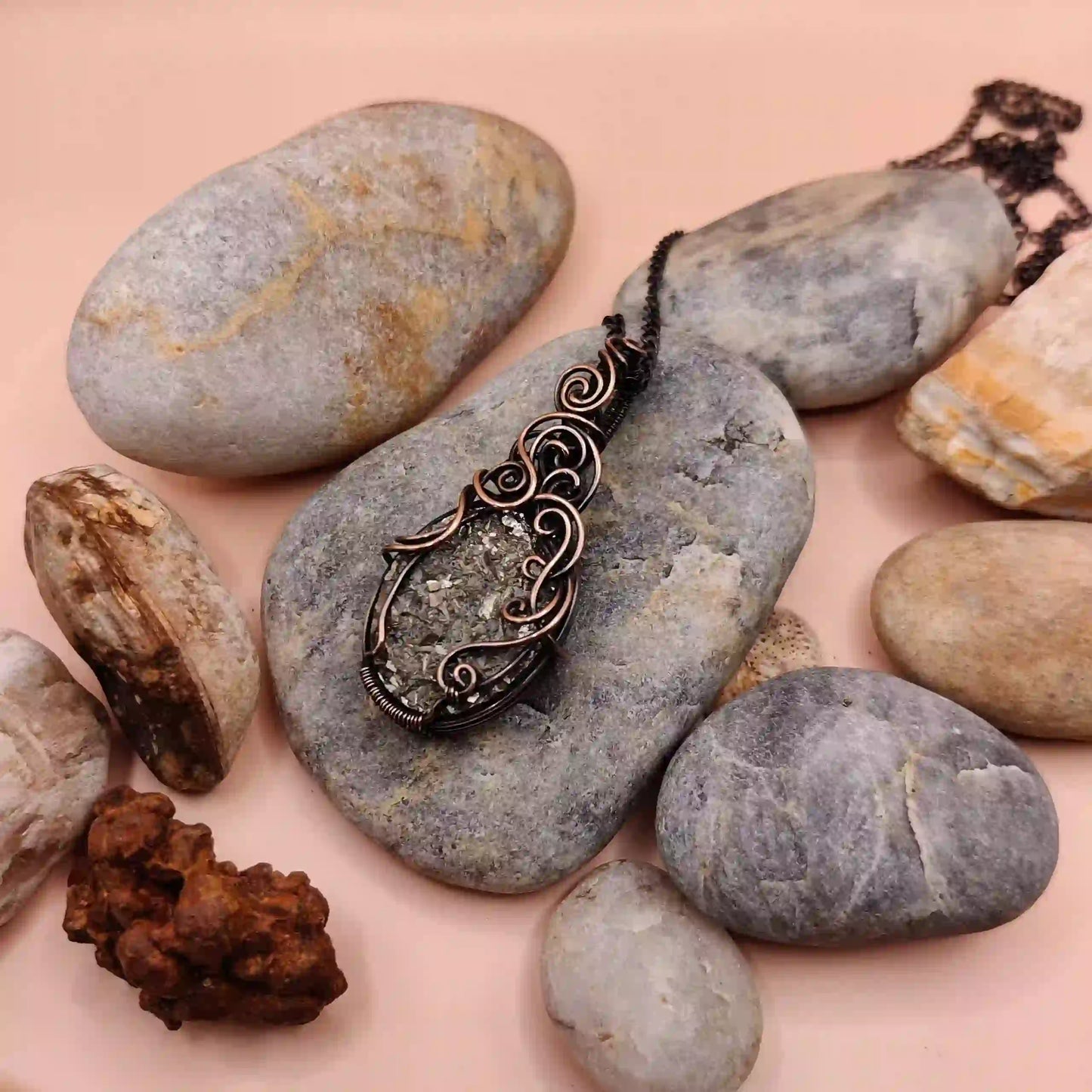 Prisha – Raw Pyrite Necklace-003 By Sanguine Aura Handcrafted Jewellery
