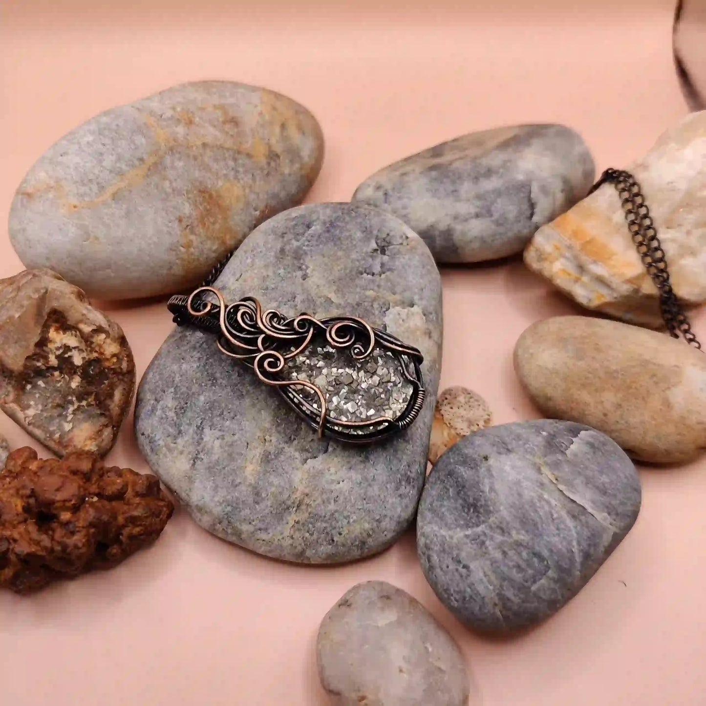 Prisha – Raw Pyrite Necklace-004 By Sanguine Aura Handcrafted Jewellery