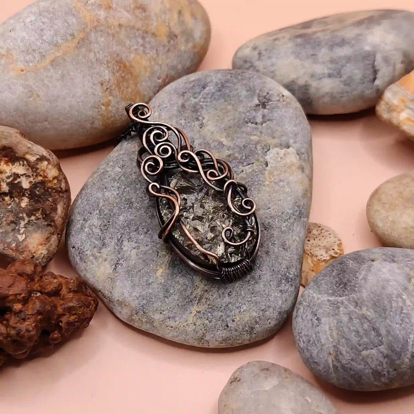 Prisha – Raw Pyrite Necklace-005 By Sanguine Aura Handcrafted Jewellery