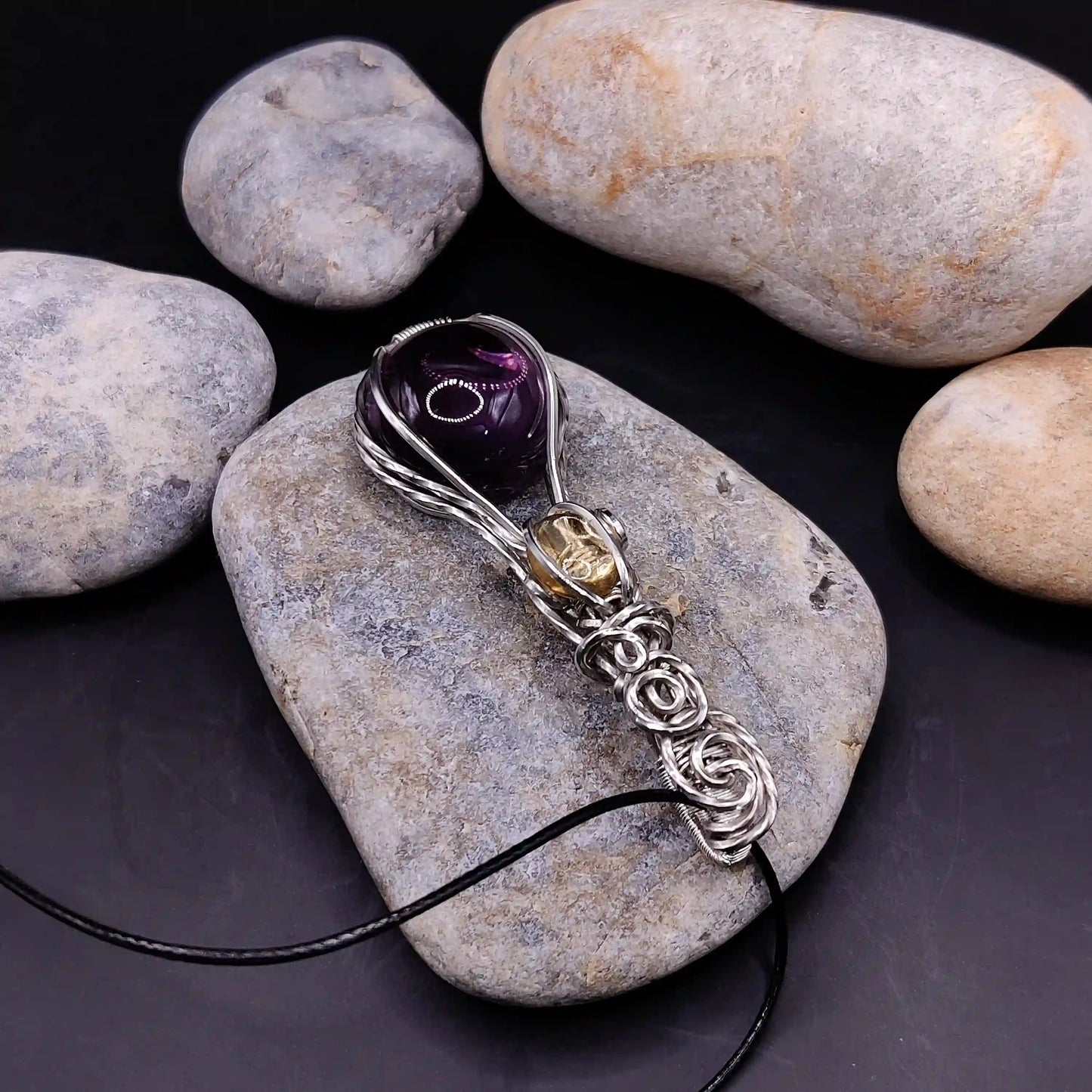 Roshan - Brazilian Amethyst and Citrine Necklace SA2 By Sanguine Aura Handcrafted Jewellery