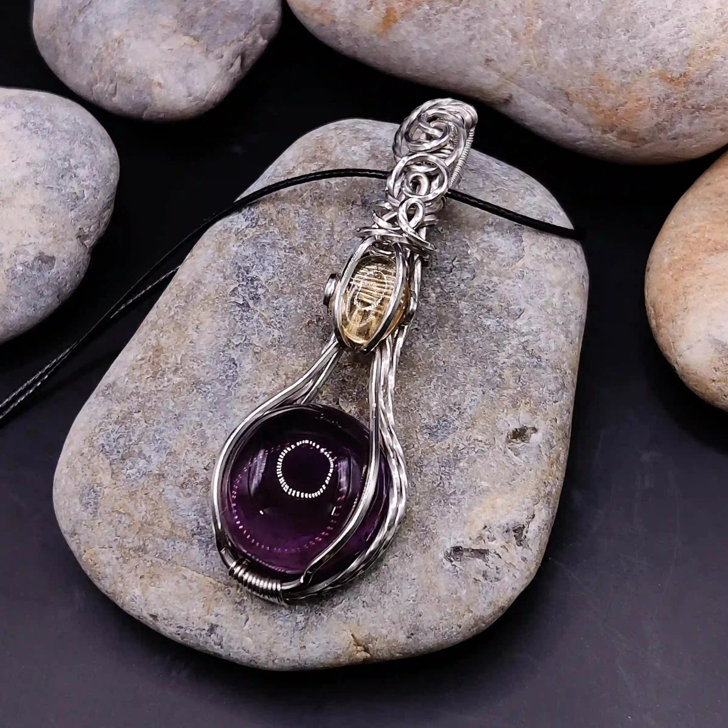 Roshan - Brazilian Amethyst and Citrine Necklace SA4 By Sanguine Aura Handcrafted Jewellery