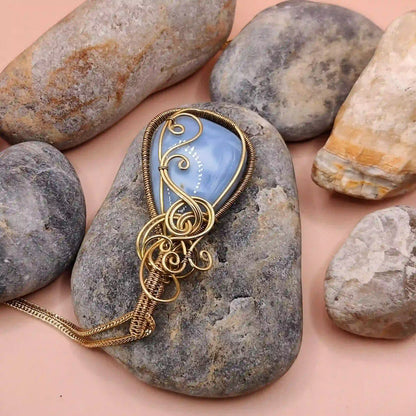 Runi Blue Opal Necklace 001 SA1 By Sanguine Aura Handcrafted Jewellery