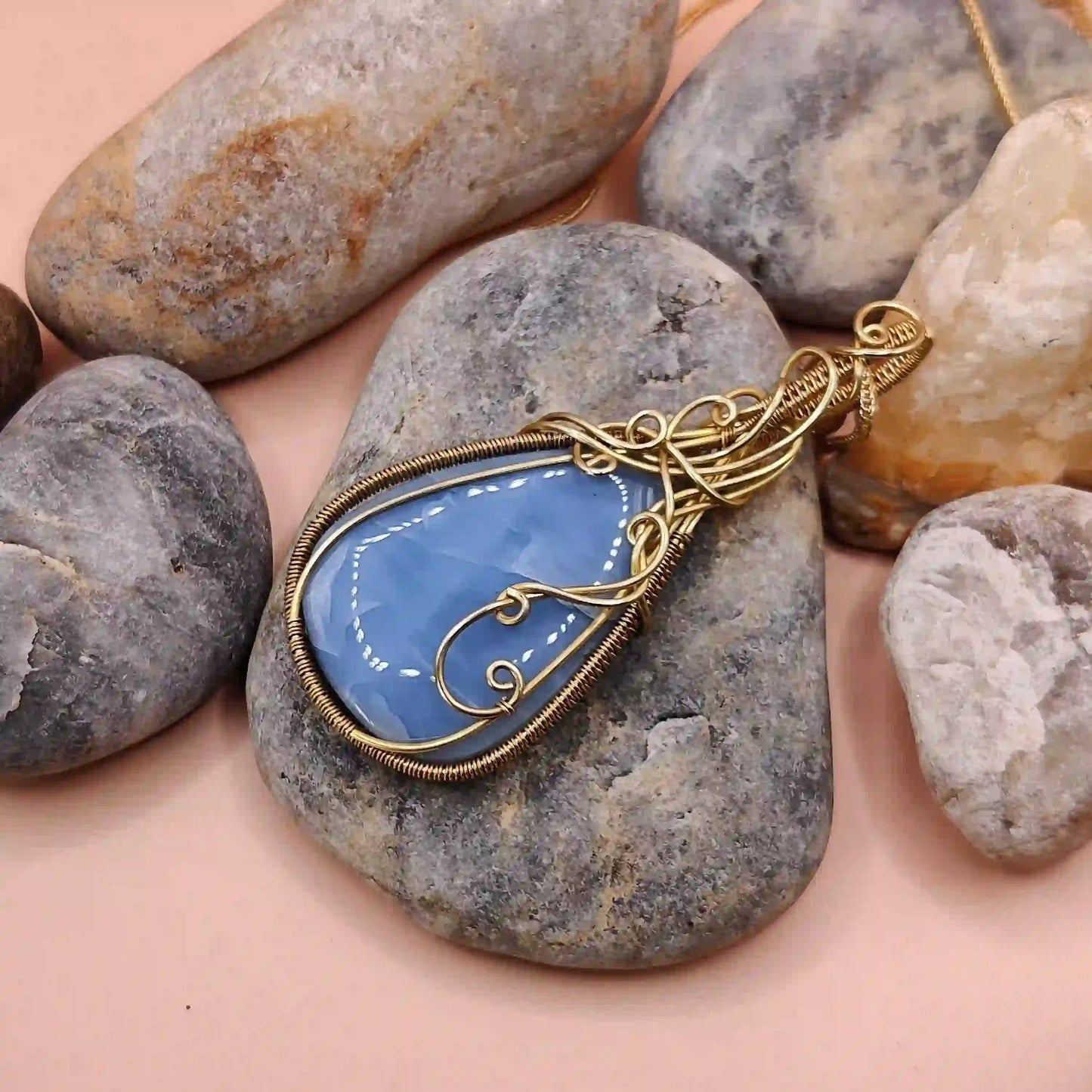 Runi Blue Opal Necklace 002 SA1 By Sanguine Aura Handcrafted Jewellery