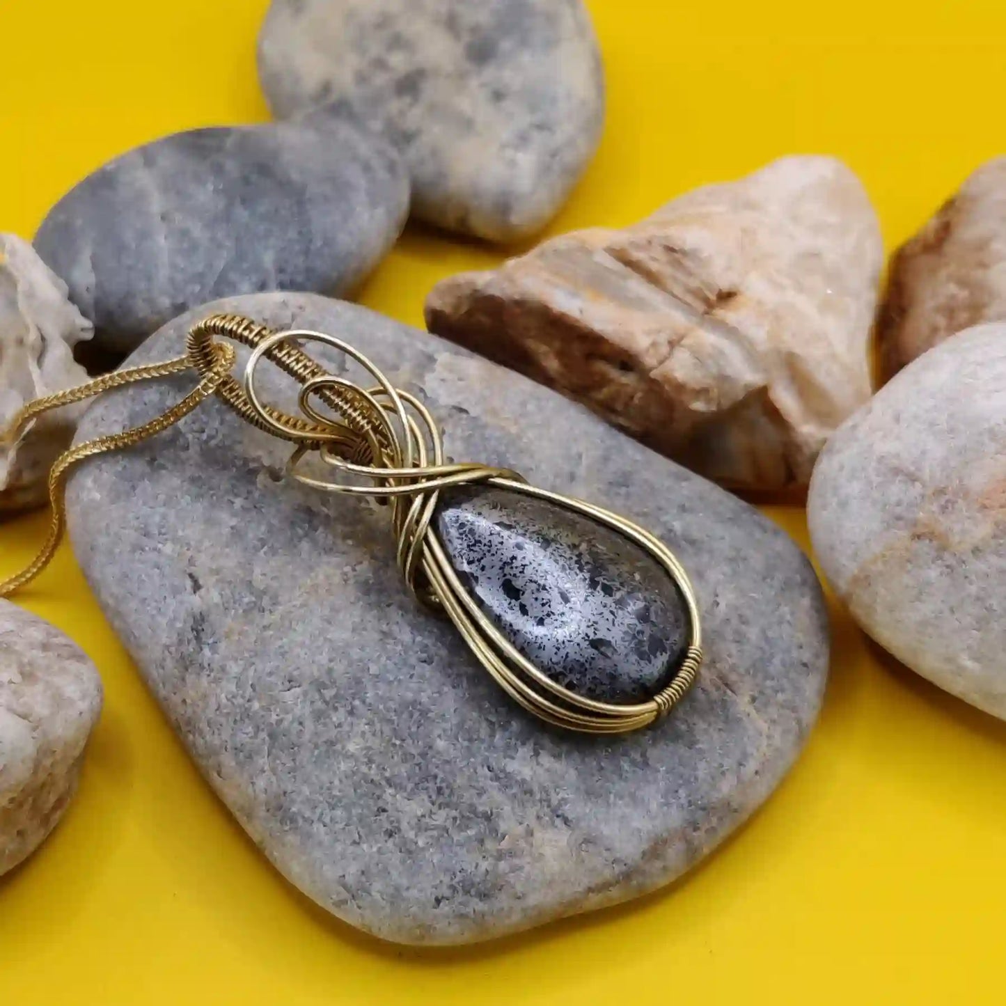 Runi Hematite Necklace In Brass 001 SA2 By Sanguine Aura Handcrafted Jewellery