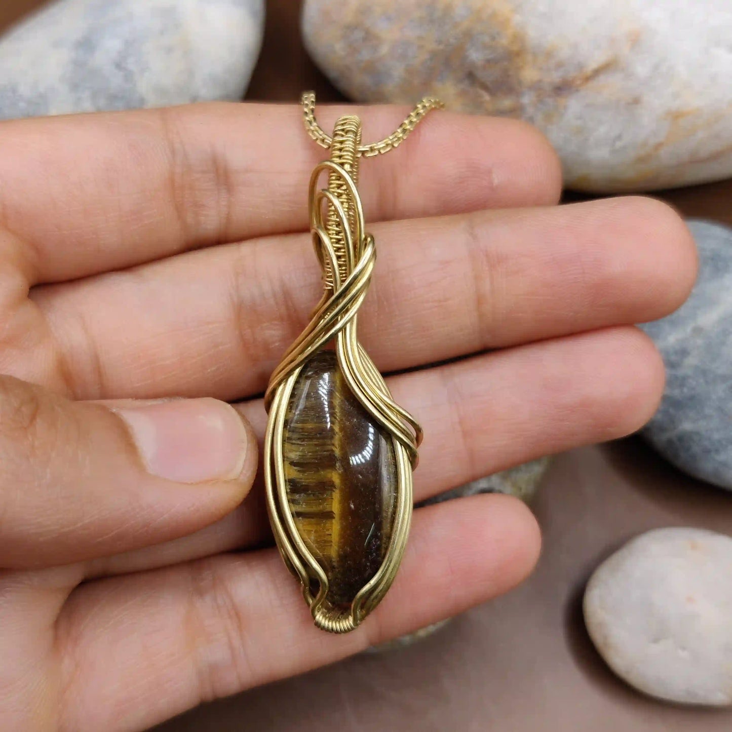 Sahana - Tiger's Eye Necklace SA2 By Sanguine Aura Handcrafted Jewellery