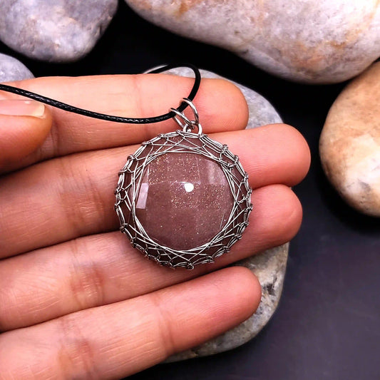 Sarin - Peach Moonstone Necklace By Sanguine Aura Handcrafted Jewellery. Healing Benefits Of Peach Moonstone - Calming energy, ignites joy.