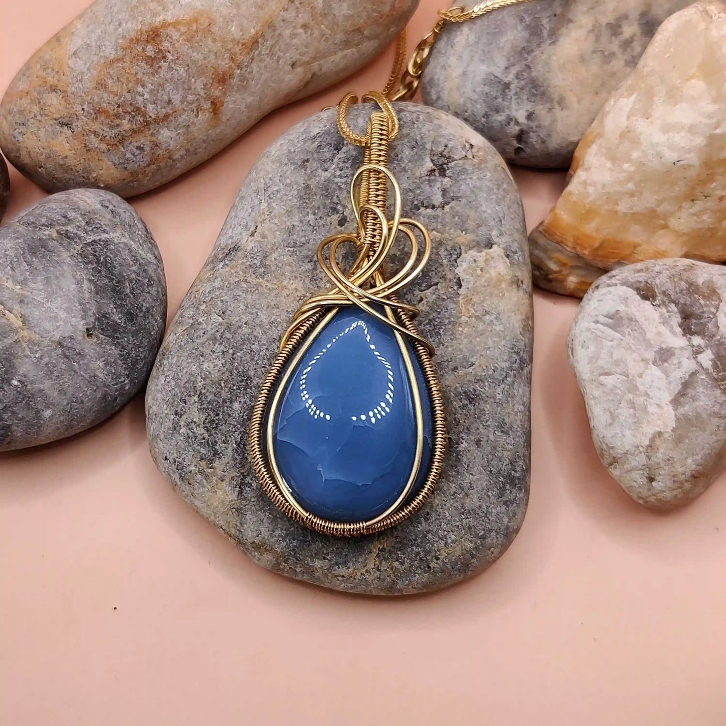 Surya - Blue Opal Necklace - 001 By Sanguine Aura Handcrafted Jewellery
