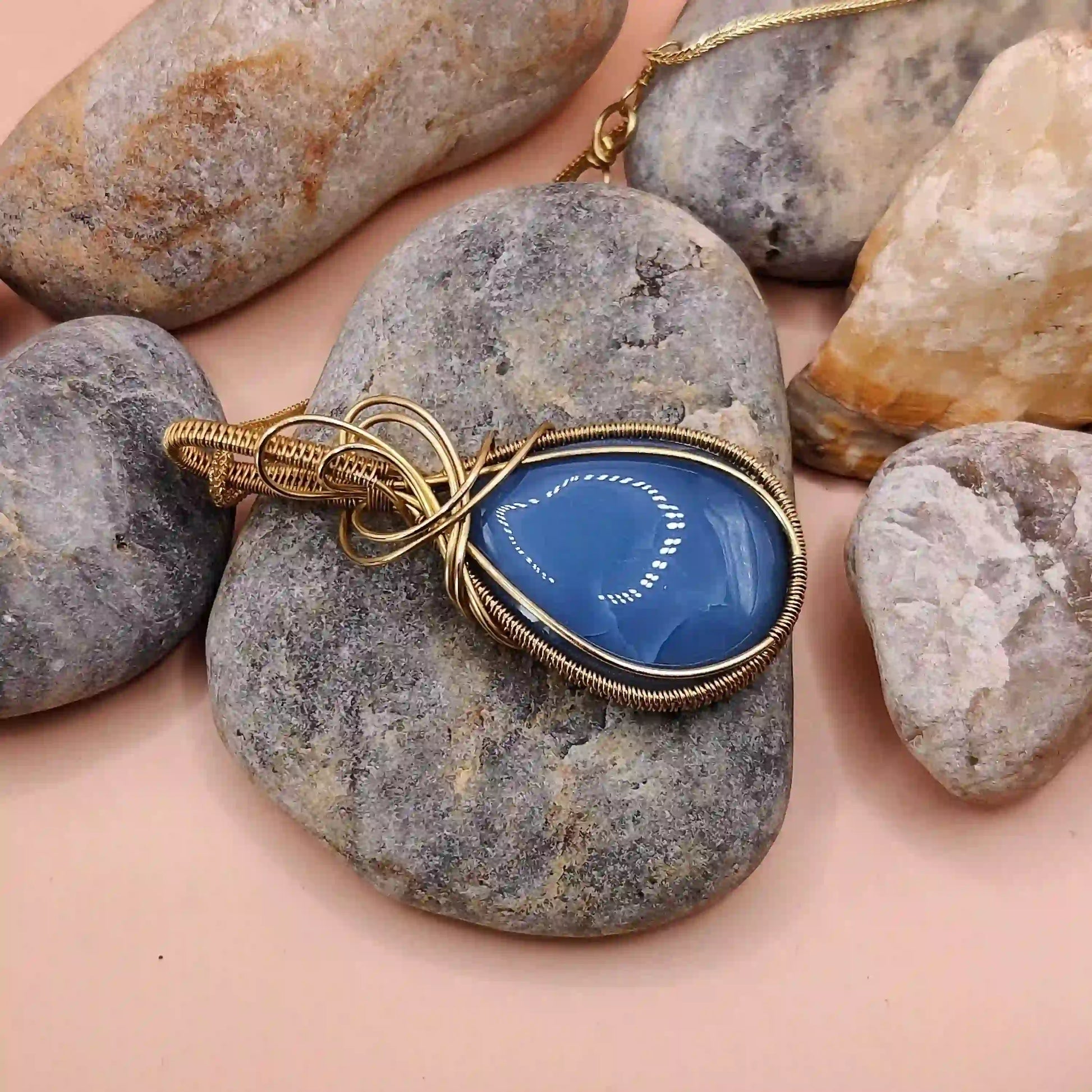 Surya - Blue Opal Necklace - 001 SA1 By Sanguine Aura Handcrafted Jewellery