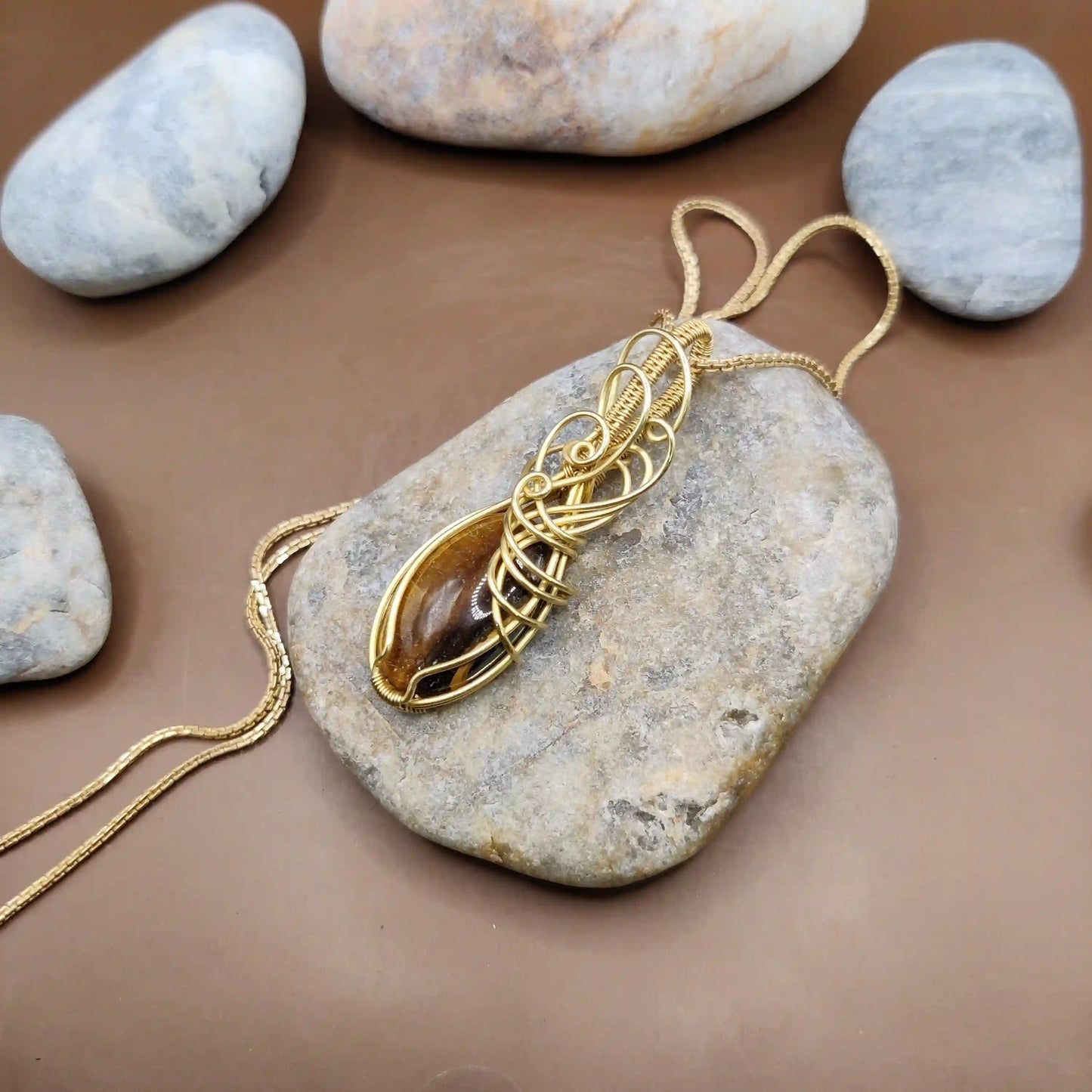 Surya - Tiger's Eye Necklace 002 SA1 By Sanguine Aura Handcrafted Jewellery