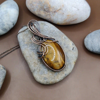 Surya - Tiger's Eye Necklace 005 SA1 By Sanguine Aura Handcrafted Jewellery