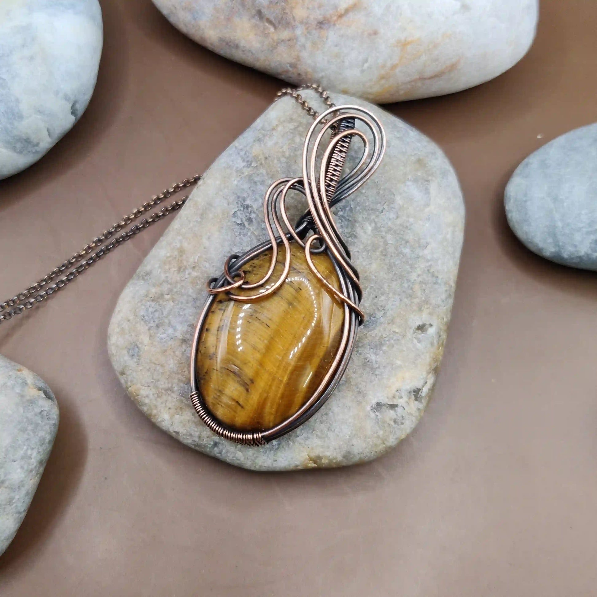 Surya - Tiger's Eye Necklace 005 SA2 By Sanguine Aura Handcrafted Jewellery