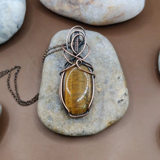 Surya - Tiger's Eye Necklace 006 By Sanguine Aura Handcrafted Jewellery. Healing Benefits of Tiger's Eye -  Confidence, Focus, Clarity, Courage.