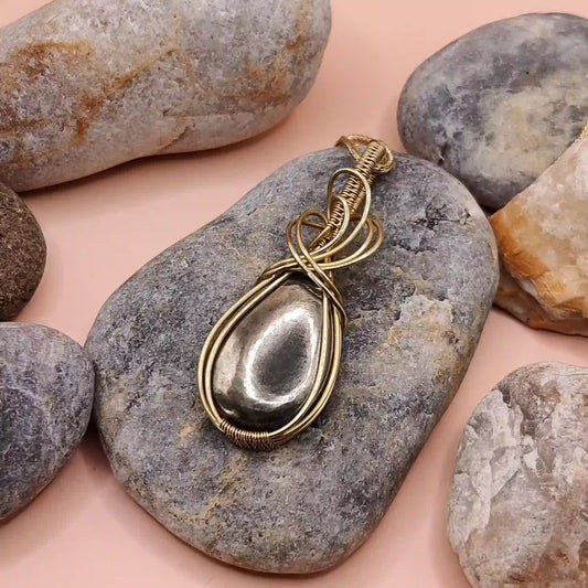 Surya Pyrite Necklace- 002 By Sanguine Aura Handcrafted Jewellery