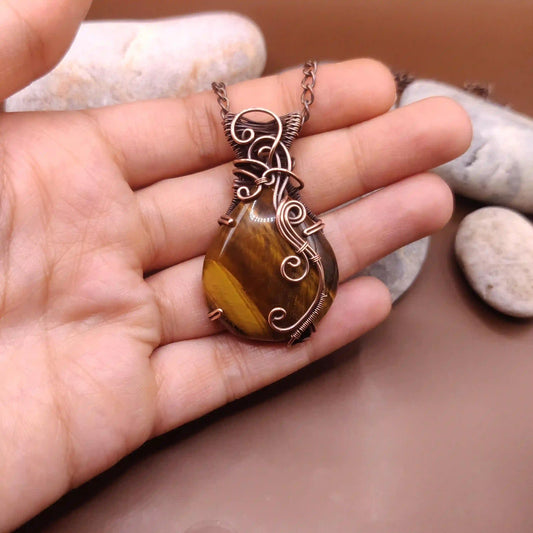 Taara - Tiger's Eye Necklace 002 SA2 By Sanguine Aura Handcrafted Jewellery