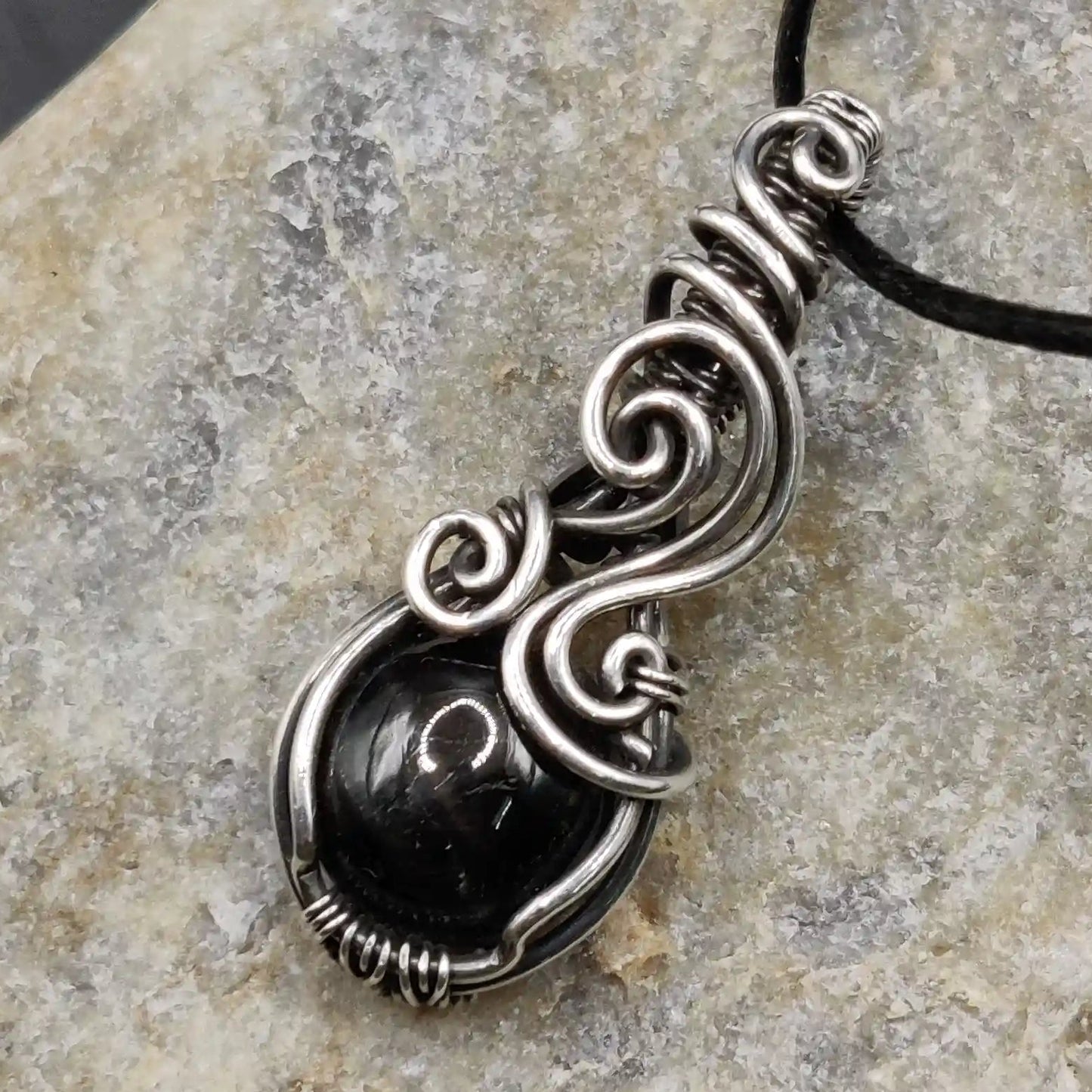Tanvi star diopside sterling silver oxidized pendant wire wrapped by Ridhi Jethani