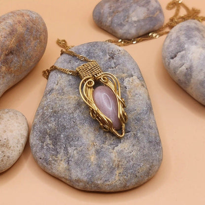 Trisha - Peach Moonstone Necklace By Sanguine Aura Handcrafted Jewellery