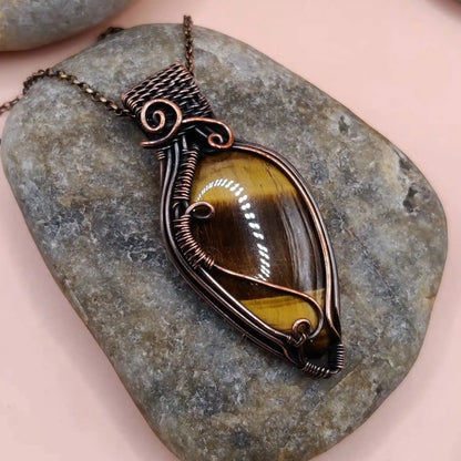 Trisha 001 tiger's eye and copper necklace designed by sanguine aura handcrafted crystal jewellery