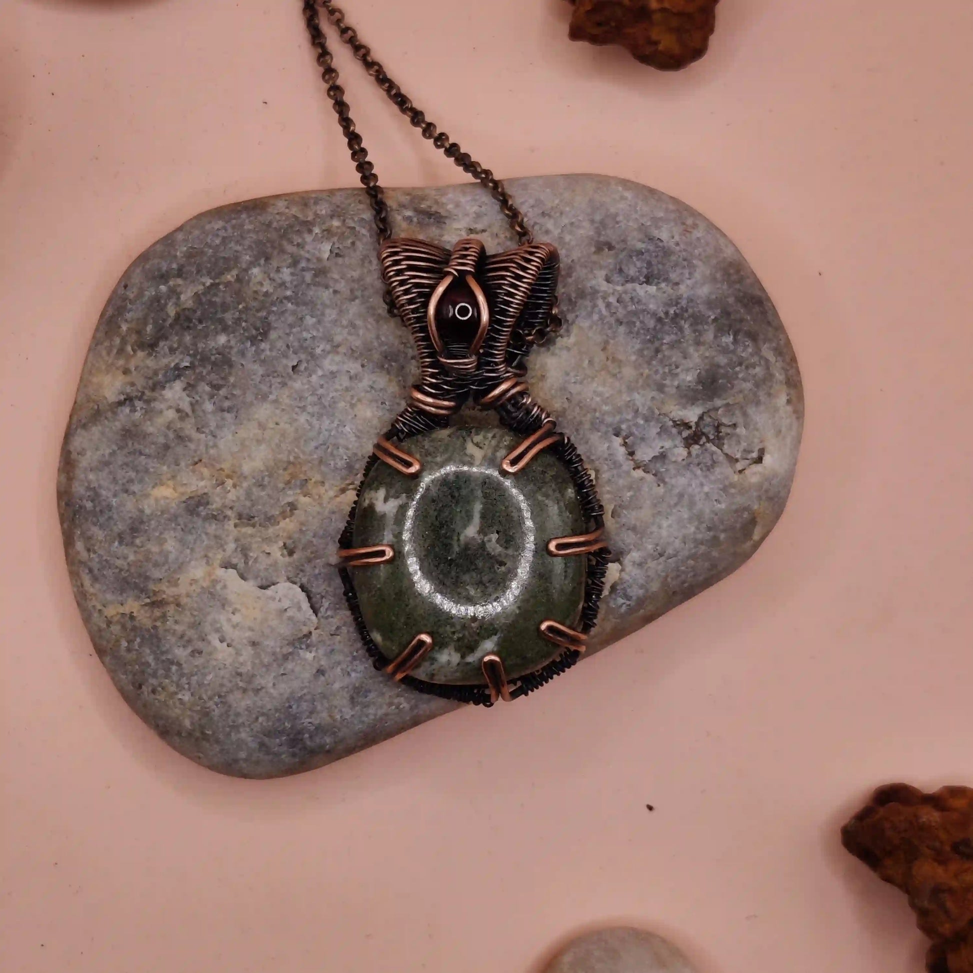 Veda - Jade and Garnet Necklace 002 By Sanguine Aura Handcrafted Jewellery