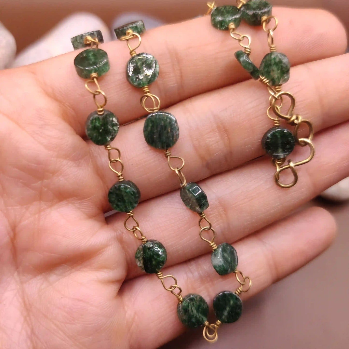 Kiran - Aventurine Gemstone Chain By Sanguine Aura Handcrafted Jewellery