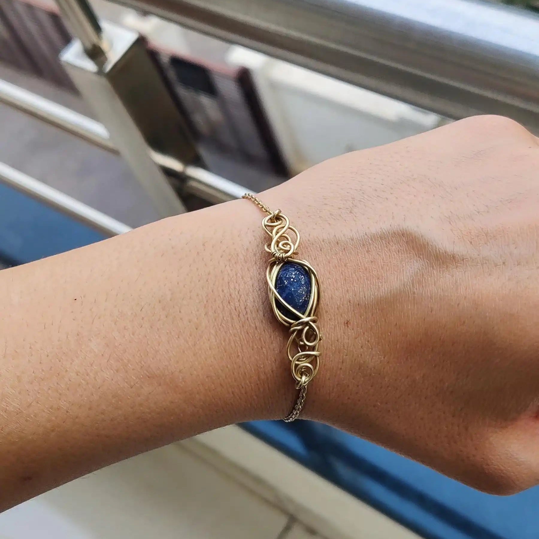 Alak - Lapis Lazuli Bracelet By Sanguine Aura Handcrafted Jewellery with healing benefits like Peace, Strength, Clarity.