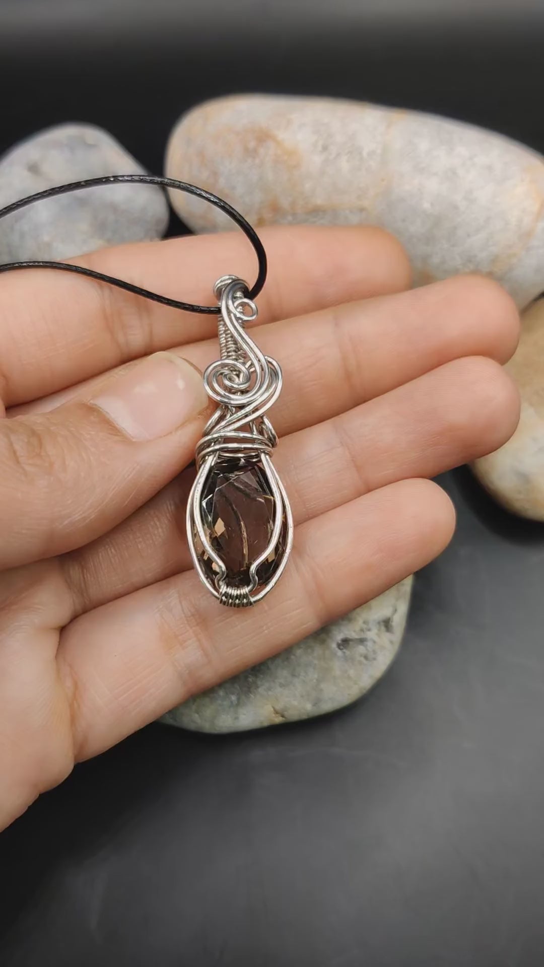 Pahal - Smoky Quartz Silver Necklace SA1 By Sanguine Aura Handcrafted Jewellery