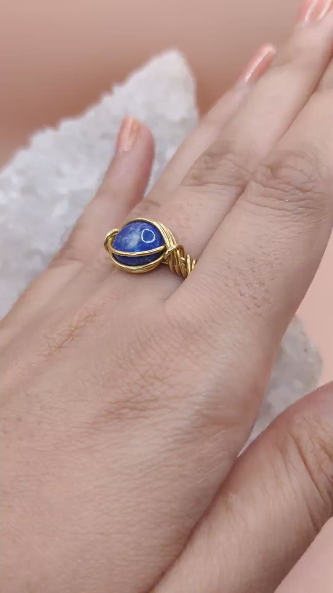 Kush - Lapis Lazuli Ring In Brass – Sanguine Aura